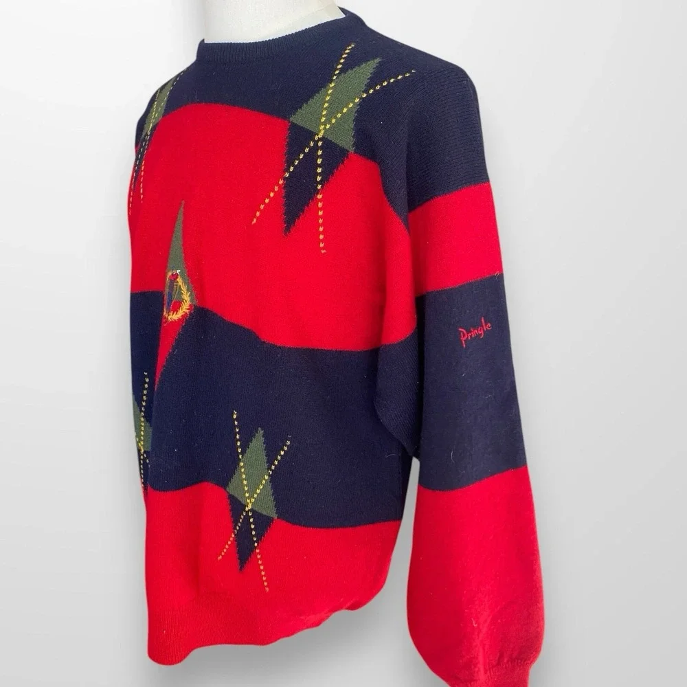 Vintage Pringle of Scotland Mens‎ Large Wool Sweater Preppy Golf Pullover